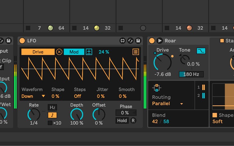 A screenshot showing the new modulation behaviour of Max for Live devices
