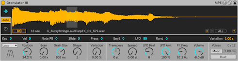 Use Granulator III’s Loop playback mode to play grains of sound that don’t overlap