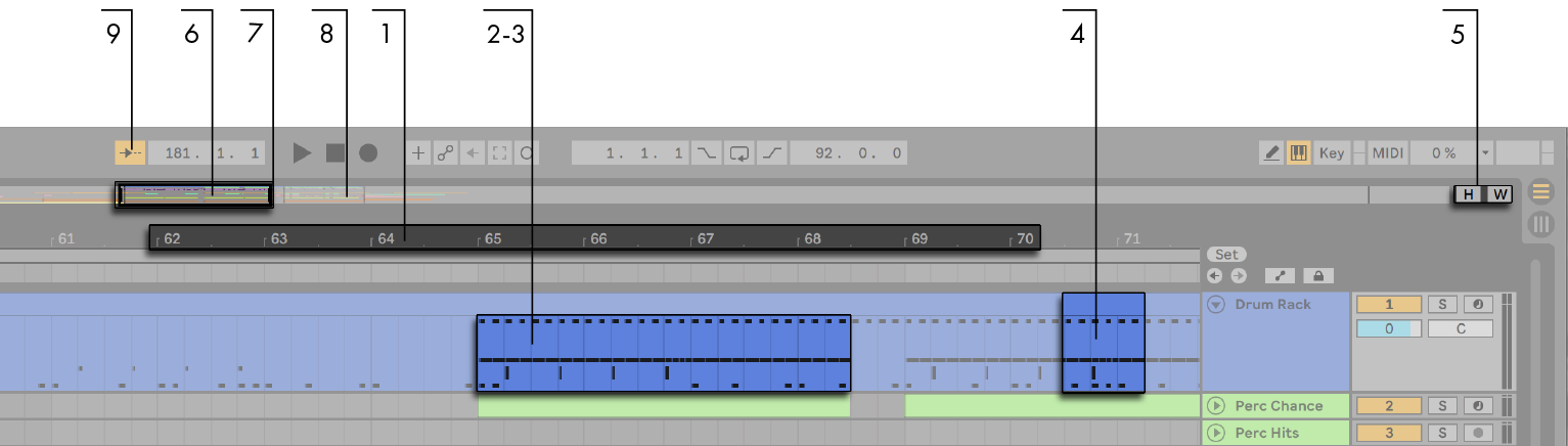 navigation of ableton arrangement view