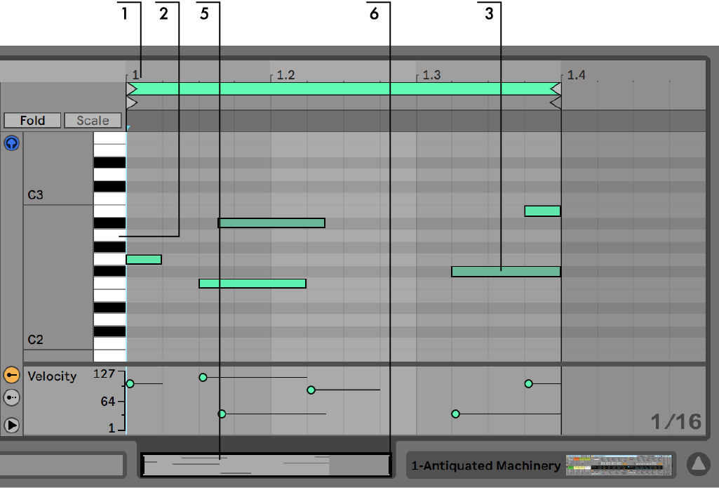 Edición de notas MIDI y velocidades — Ableton Reference Manual Version ...