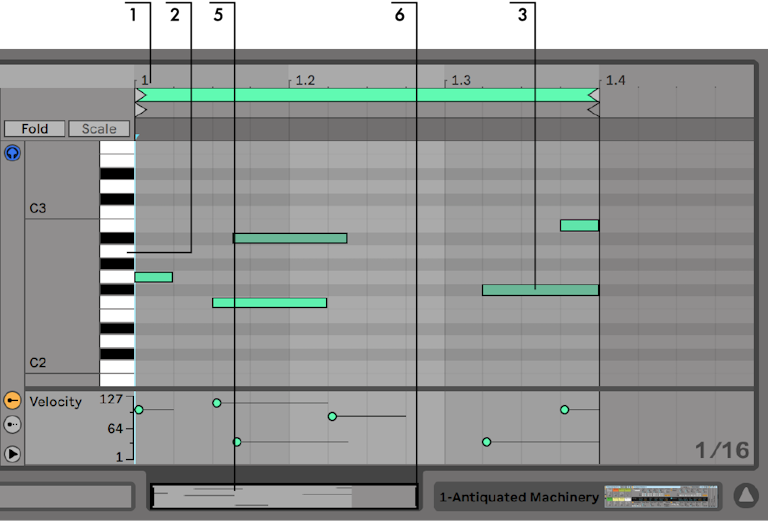 Edición de notas MIDI y velocidades — Ableton Reference Manual Version ...
