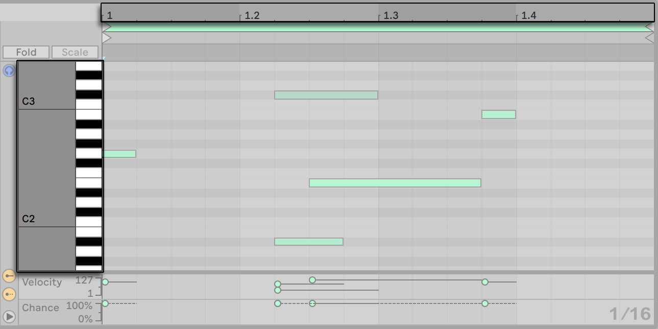 Edición de notas MIDI y velocidades — Ableton Reference Manual Version ...