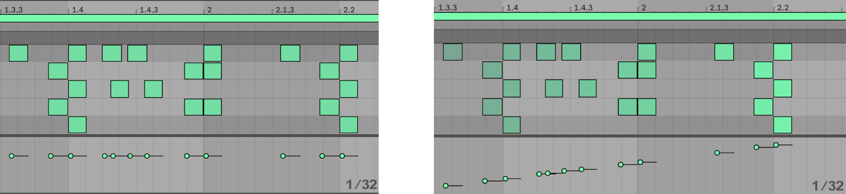 Edición de notas MIDI y velocidades — Ableton Reference Manual Version ...
