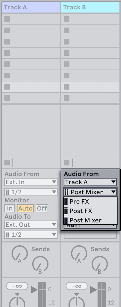 Track Routing Buttons Routing and I/O — Ableton Reference Manual Version 12 | Ableton