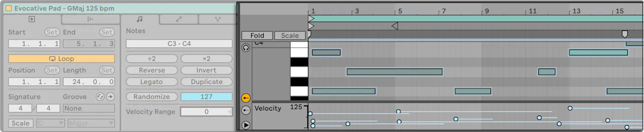 Edición de notas MIDI y velocidades — Ableton Reference Manual Version ...