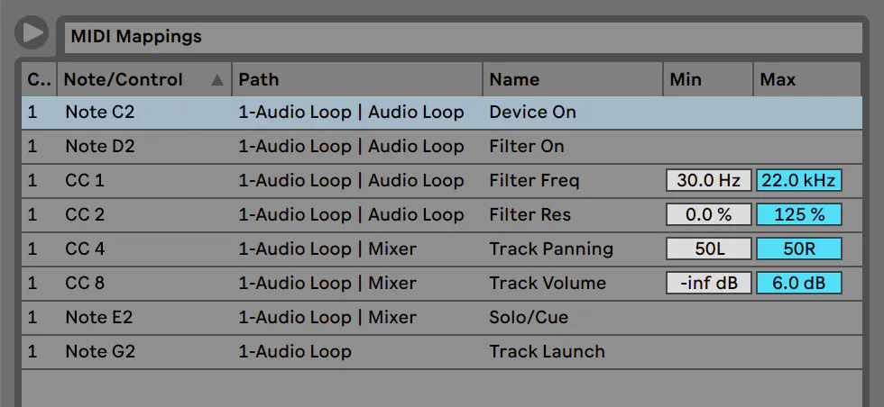 Control remoto MIDI y por teclado — Ableton Reference Manual Version 11 ...