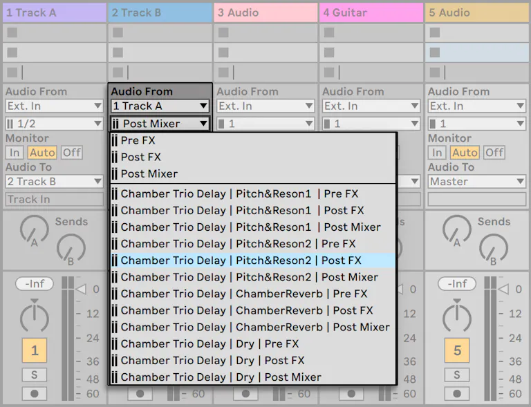 Track Routing Buttons Routing, Eingänge und Ausgänge — Ableton Reference Manual Version 11 ...